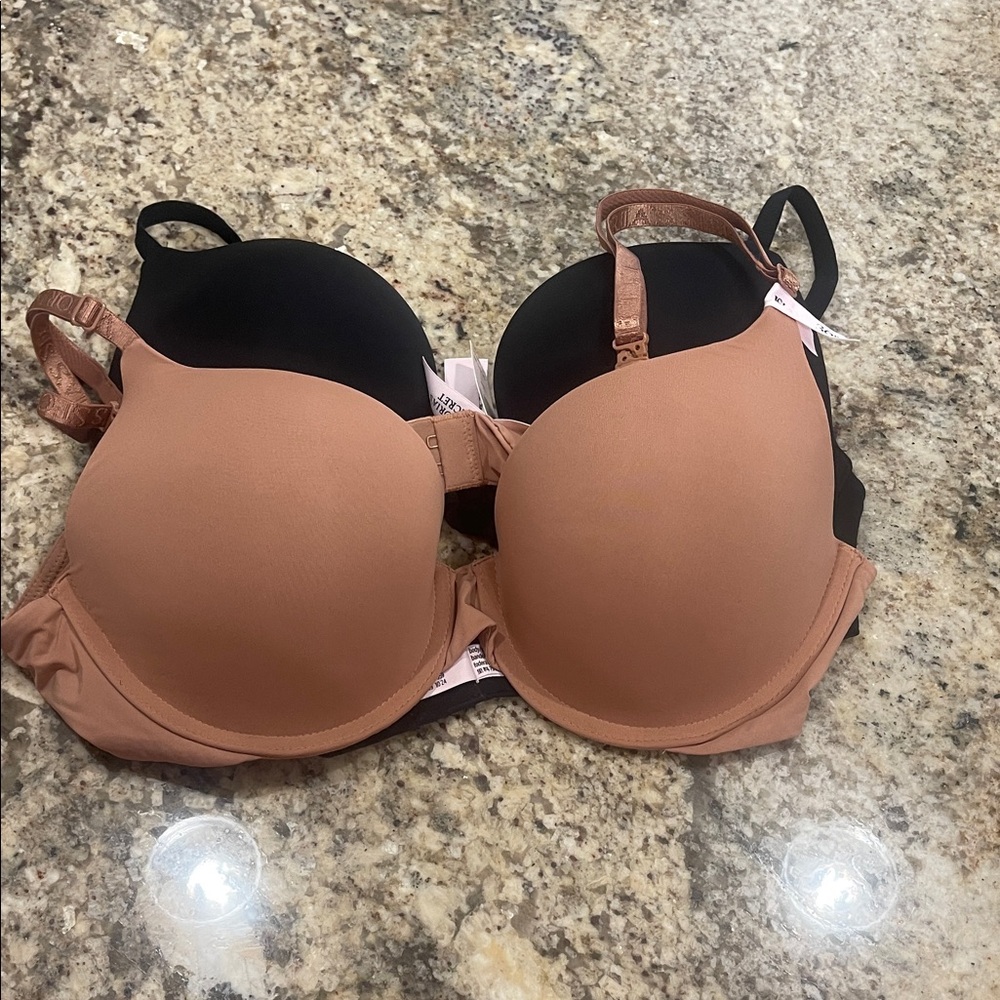 Victoria's Secret Black and Tan Bra Duo, T-shirt push up, full coverage